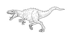 Carnivorous Dinosaur - Allosaurus. Dino Isolated Drawing.	