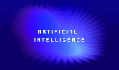 Aufkleber - Neon liquid geometric shape on dark background. Cover for science subjects: Big Data, Artificial Intelligence, Information visualization.