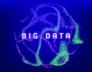 Aufkleber - Dotted sphere made of particles. Cover or poster for high tech systems: Artificial Intelligence, Deep Learning, Neural networks.
