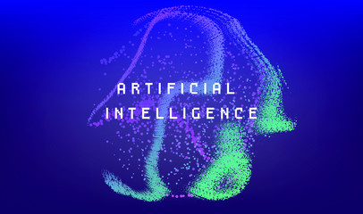 Aufkleber - Dotted sphere made of particles. Cover or poster for high tech systems: Artificial Intelligence, Deep Learning, Neural networks.