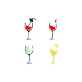 Fototapeta  - set of wine glasses and wine