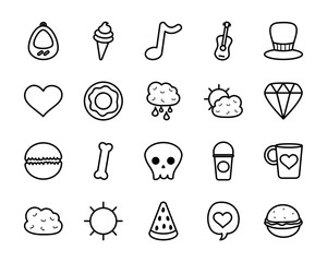 Wall Mural - ice cream and stuffs icon set, line style