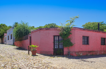 Colonia del Sacramento, Uruguay, March 2 2019: Street of sights in the city Colonia del Sacramento, world heritage site