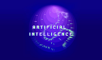 Aufkleber - Dotted sphere made of particles. Cover or poster for high tech systems: Artificial Intelligence, Deep Learning, Neural networks.