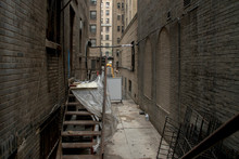 Dirty Back Alley Of The Streets Of New York With Stairs