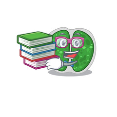 Sticker - A diligent student in chroococcales bacteria mascot design concept with books