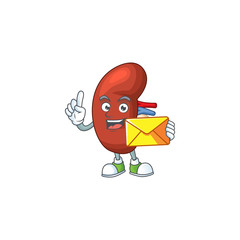 Sticker - Cute face leaf human kidney mascot design bring brown envelope