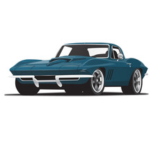 Blue 1960's Vintage Classic Muscle Sports Car
