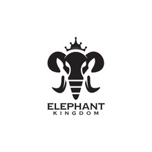 Black Elephant With Crown Logo Design