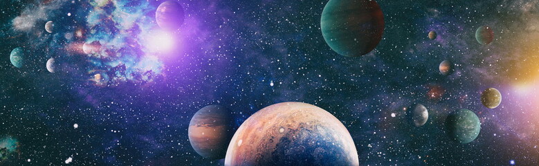 Wall Mural - space background with nebulas and stars. this image elements furnished by nasa