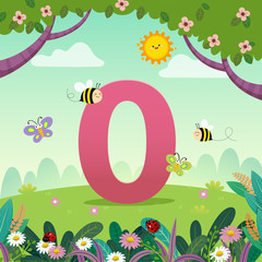 Wall Mural - Flashcard for kindergarten and preschool learning to counting number 0 with a number of kids