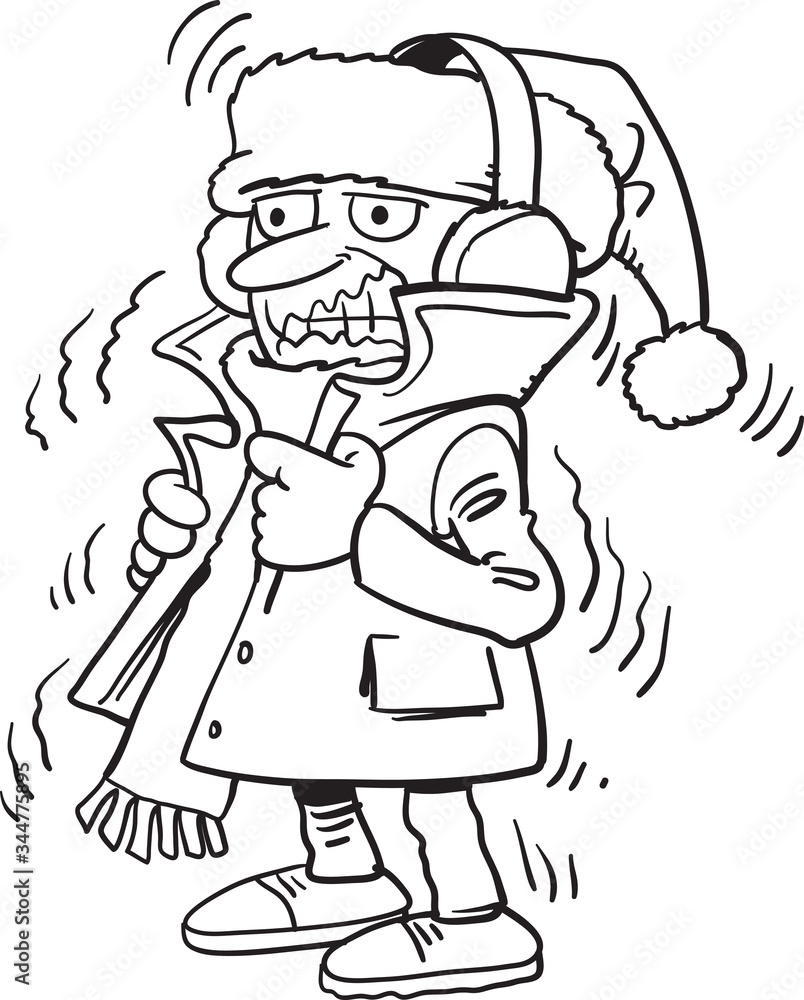 Man Shivering Cartoon Character Isolated on White Stock Vector | Adobe Stock, image size:804x1000