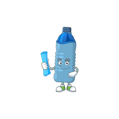 Wall Mural - Talented Architect mineral bottle cartoon design style having blue prints