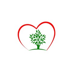 Wall Mural - Tree with heart logo icon on white background