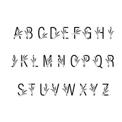 Wall Mural - Elegant leaf alphabet set, Vintage style logo design template