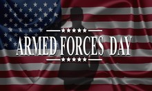 ARMED FORCES DAY , Poster With USA Flag	
