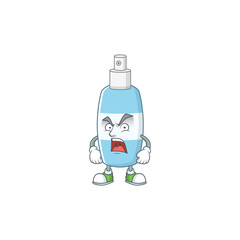 Wall Mural - Spray hand sanitizer cartoon character design with mad face