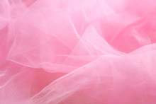 Texture Of Beautiful Pink Fabric As Background, Closeup