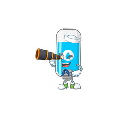 Poster - Wall hand sanitizer in Sailor cartoon character style using a binocular