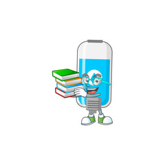 Poster - A mascot design of wall hand sanitizer student character with book