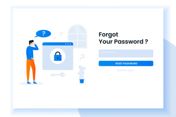 Wall Mural - Landing page illustration design people forgot her password. This design can be used for websites, landing pages, UI, mobile applications, posters, banners