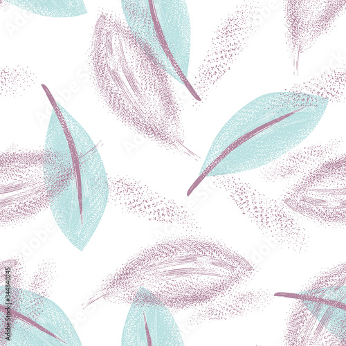 Leaves Seamless Pattern. Floral Background with Spray Effect.