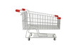 © Yury - Shopping cart isolated on white background. Shopping supermarket cart. Trolley 3d for shopping. Shop basket. 3D illustration