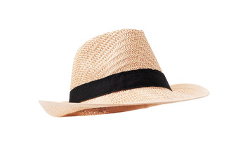 Vintage straw hat for women fashion on summer isolated on withe background with clipping path