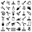 Garden tool icon collection - vector outline and silhouette illustration
