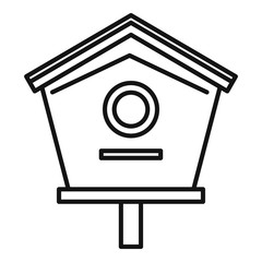 Sticker - Wood bird house icon. Outline wood bird house vector icon for web design isolated on white background