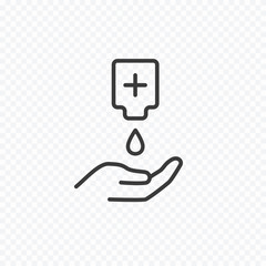 Wall Mural - Icon of hygiene procedure, disease prevention. Vector sanitizer and antiseptic alcohol gel symbol. Healthcare wash hands with soap, antibacterial sign