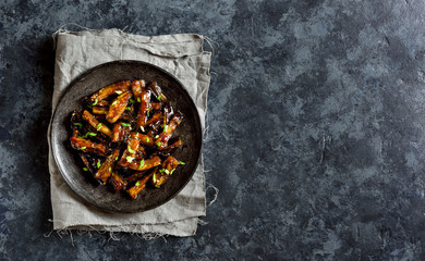 Fried aubergine in korean style