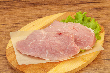 Raw pork steak for cooking