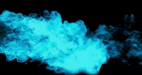 Wall Mural - 4k seamless loop of blue smoke on black background, abstract fluid simulation. 3d rendering