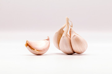 Wall Mural - Close up of garlic isolate on white background.