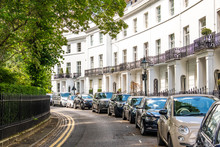 LONDON- An Attractive Street Of Luxury London Townhouses In South Kensington