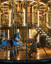Colorful Merry-go-round With The Night Illumination.