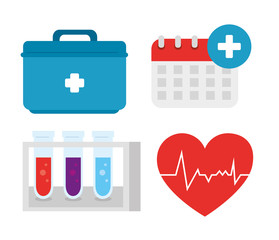 Sticker - set of medical equipments icons vector illustration design