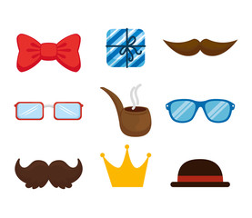 Sticker - set of accessories hipster icons vector illustration design