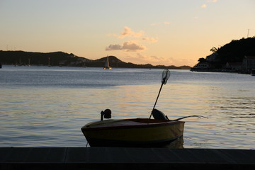 Wall Mural - fishing boat at sunset