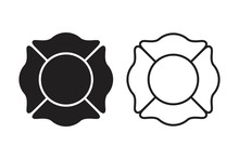 Fire Department Badge Illustration Design,  Fire Department Emblem. Logo Vector Icon. 