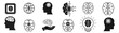 Artificial intelligence icon set. collection of brain, ai, head, machine, technology and more. vector Illustration 