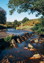 Ford Crossing A River On The Moors. North Yorkshire, UK