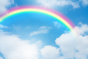 Wall Mural - Rainbow in blue sky.
