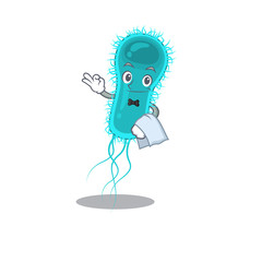 Poster - A cartoon character of escherichia coli bacteria waiter working in the restaurant