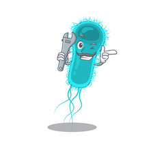 Poster - A picture of escherichia coli bacteria mechanic mascot design concept