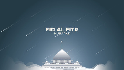 Wall Mural - Eid Al-Fitr Design with White Mist and Shooting Stars