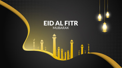 Wall Mural - Eid al Fitr Design with Luxurious Black and Gold Concept