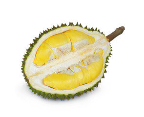 Wall Mural - A half of durian, King fruits isolated on white background.