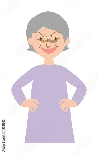 悪い顔をして悪だくみを企てているおばあちゃんのベクターイラスト Wall Mural 佑香 林